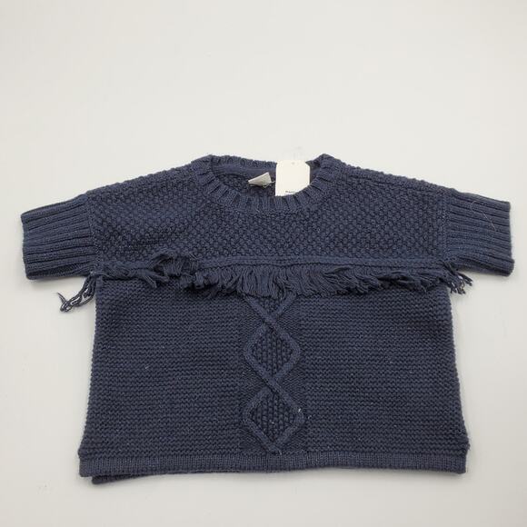 Baby Gap Chunky Knit Sweater with fringe In Navy Size 12-18 Months - Picture 1 of 7